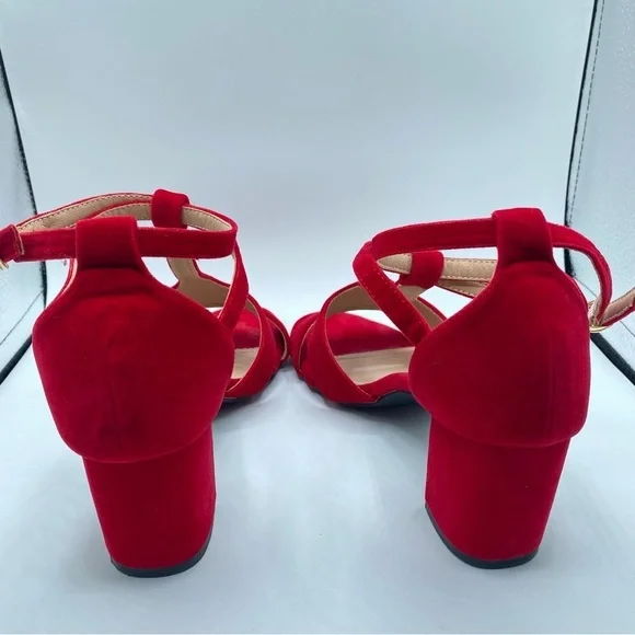 Red Velvet Women's Sandales with 2”Heels Pre-Loved Excellent Condition Size 39 - Picture 7 of 16